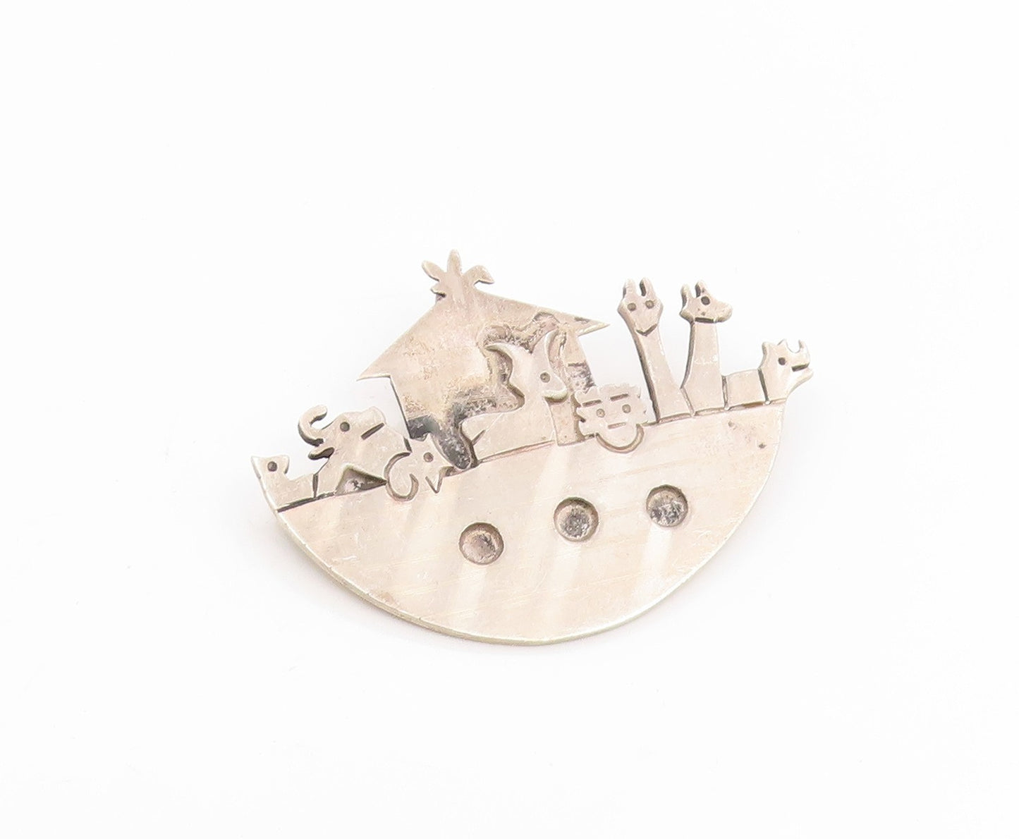 925 Sterling Silver Vintage Brooch Pin MEXICO Classic Noah's Ark Animal  BP12404