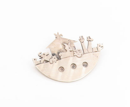 925 Sterling Silver Vintage Brooch Pin MEXICO Classic Noah's Ark Animal  BP12404