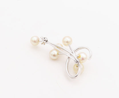 925 Sterling Silver Vintage Brooch Pin Designer Cutout Pearls  BP11227