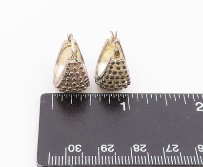 925 Sterling Silver Vintage Earrings Modernist Caviar Bead Huggie Hoop  EG14462