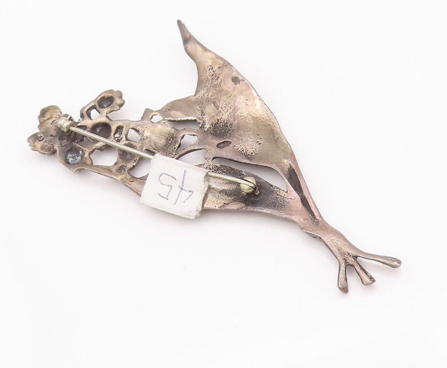 925 Sterling Silver Vintage Brooch Pin Antique Large Carved Bouquet  BP10830