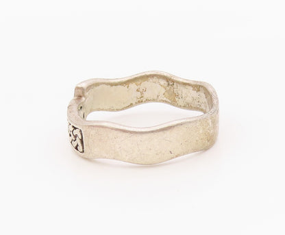 925 Sterling Silver Vintage Ring PEWTER STONE Celtic Knot Band  Sz 10  RG36331