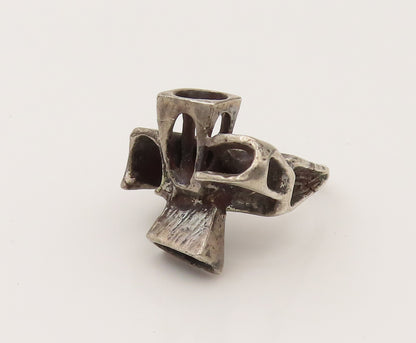 EUROPE 925 Sterling Silver Vintage Brutalist Statement Ring Sz 6.75  RG26455