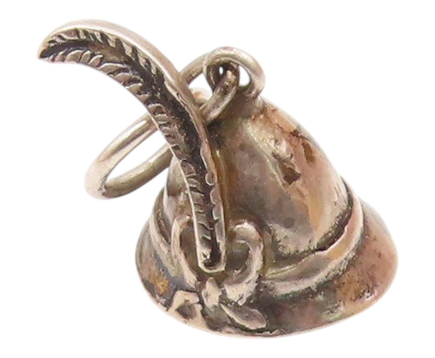 925 Sterling Silver  Vintage Dark Tone Robbin Hood Hat Pendant  PT16726