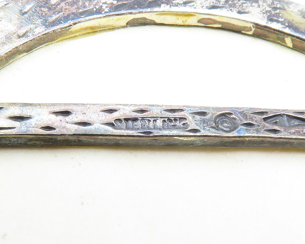 CLARK & COOMBS 925 Silver  Vintage Mother Of Pearl & Abalone Brooch Pin BP4514