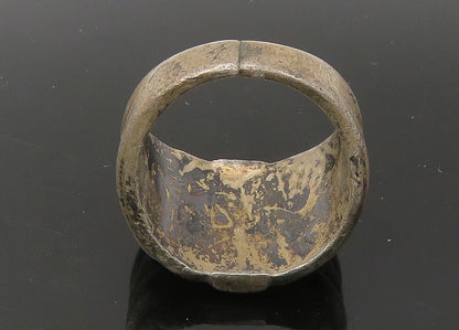 925 Sterling Silver  Vintage Antique Dark Tone Fluted Band Ring Sz 7  RG22577