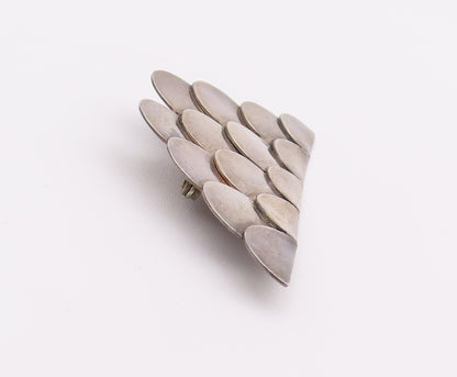 925 Sterling Silver Vintage Brooch Pin Designer Solid Coin Pyramid  BP10766