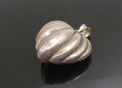 925 Sterling Silver  Vintage Shiny Fluted Hollow Love Heart Pendant  PT19177
