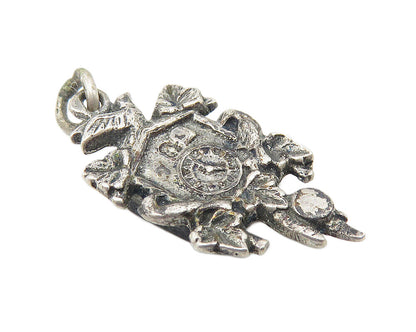 925 Sterling Silver  Vintage Dark Tone Cuckoo Clock Motif Pendant  PT8146