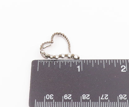 925 Sterling Silver  Vintage Cubic Zirconia Open Love Heart Pendant  PT21428