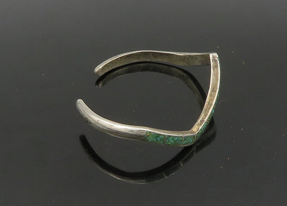 ZUNI NAVAJO 925 Silver  Vintage Inlaid Turquoise Pointed Cuff Bracelet  BT8941