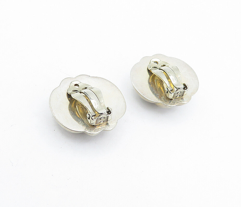 JONDELL SPAIN 925 Silver  Vintage Fluted Dome Non Pierce Earrings  EG2491