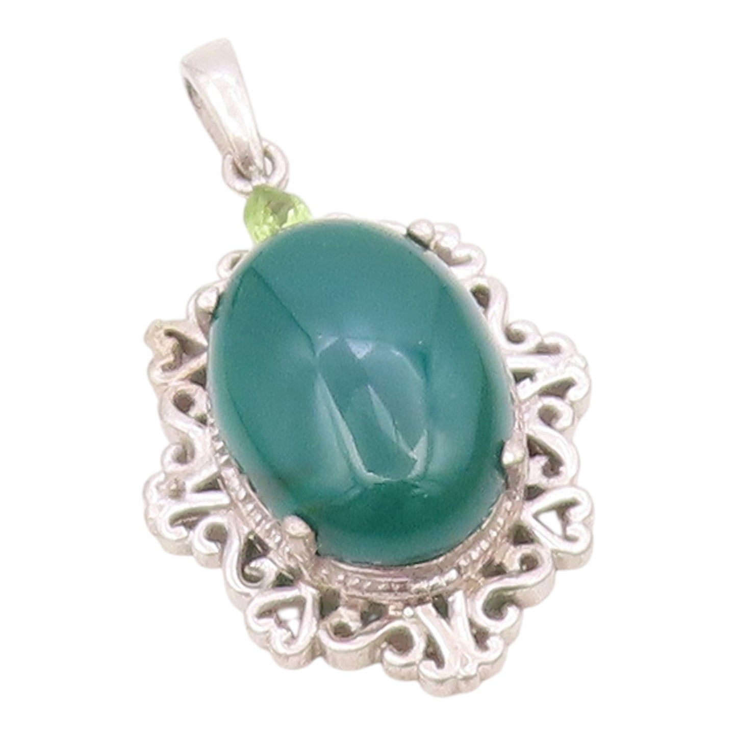 KARIS 925 Sterling Silver  Carnelian & Peridot Accent Drop Pendant  PT6519