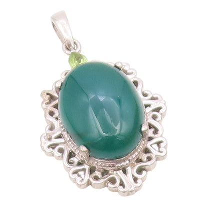 KARIS 925 Sterling Silver  Carnelian & Peridot Accent Drop Pendant  PT6519