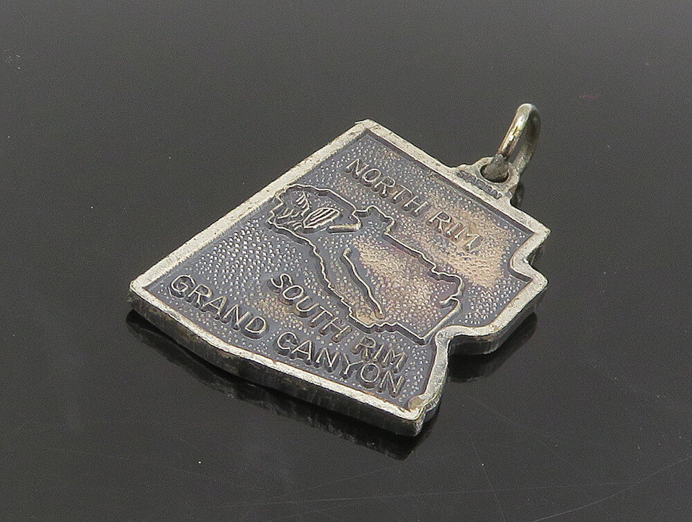 925 Sterling Silver  Vintage Arizona State Map Souvenir Pendant  PT19648