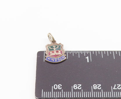 925 Sterling Silver  Vintage Enamel Windsor Coat Of Arms Charm Pendant PT20665