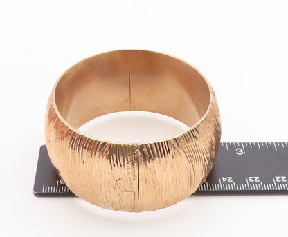 925 Sterling Silver Vintage Bracelet Gold Plated Textured Wide Bangle  BT12008
