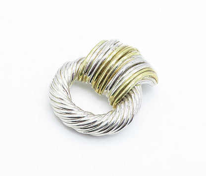 ISRAEL 925 Sterling Silver  Vintage Two Tone Fluted Design Brooch Pin  BP2487