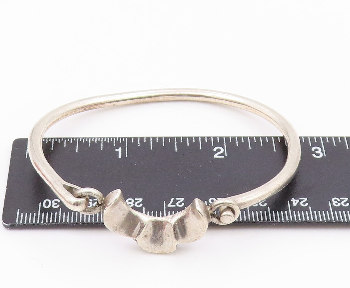 MEXICO 925 Sterling Silver  Vintage Shiny Hook Bangle Bracelet  BT9001