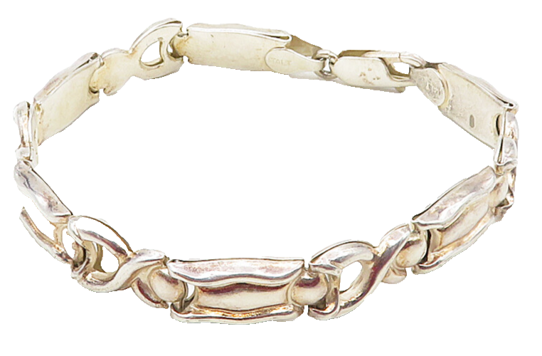 925 Sterling Silver  Vintage Shiny Hollow Hinge Link Chain Bracelet  BT4093
