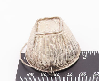925 Sterling Silver Vintage Basket CHINESE EXPORT Antique Carved  TR3703