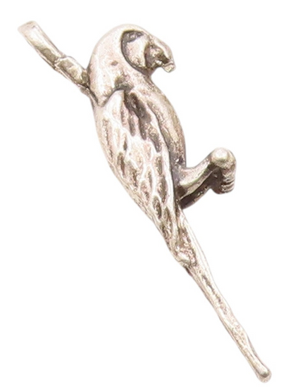 925 Sterling Silver  Vintage Petite Perched Parrot Bird Pendant  PT17668