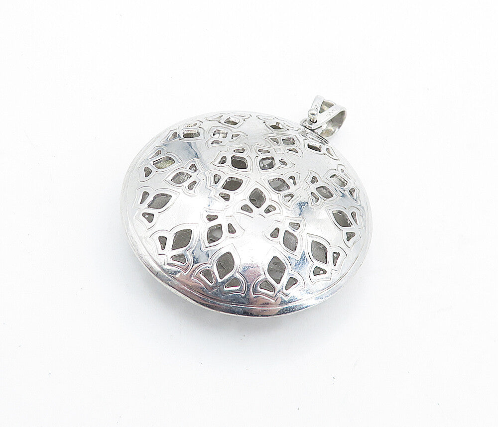 TAHARA 925 Sterling Silver  Vintage Floral Cutout Hollow Round Pendant  PT4779