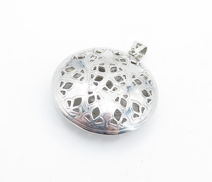 TAHARA 925 Sterling Silver  Vintage Floral Cutout Hollow Round Pendant  PT4779