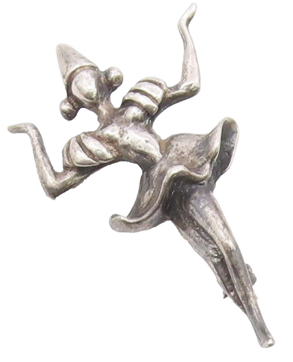 925 Sterling Silver  Vintage Carved Dancing Birthday Girl Brooch Pin  BP10337