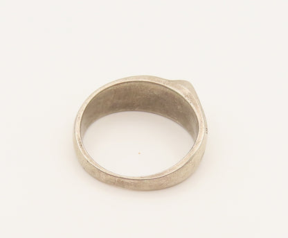 925 Sterling Silver  Vintage Genuine Diamonds Zig Zag Band Ring Sz 8  RG26288
