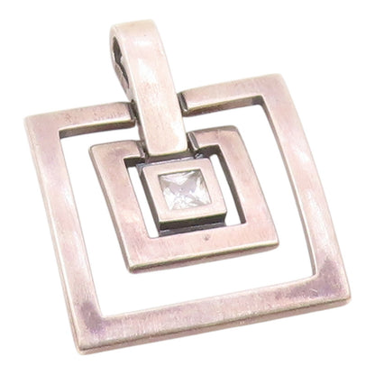 925 Sterling Silver  Vintage Graduated Square Cubic Zirconia Pendant  PT20436