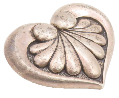 925 Sterling Silver Vintage Brooch Pin Swirly Carved Puffed Loved Heart  BP10648