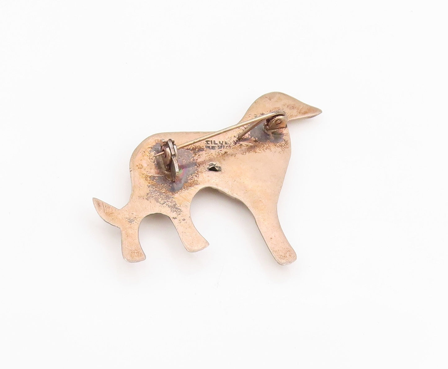 925 Sterling Silver Vintage Brooch Pin Textured Borzoi Dog Figurine  BP12164