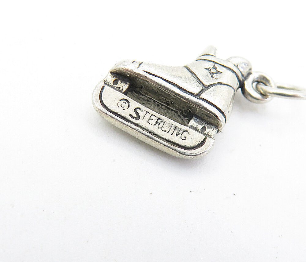 925 Sterling Silver  Vintage Petite Dark Tone Ice Skate Motif Pendant  PT4356