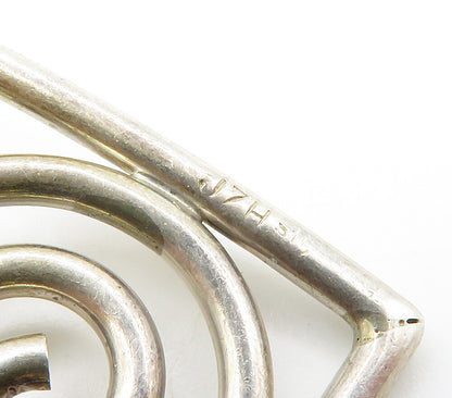 925 Sterling Silver  Vintage Pink Topaz Open Spiral Love Heart Pendant PT11624