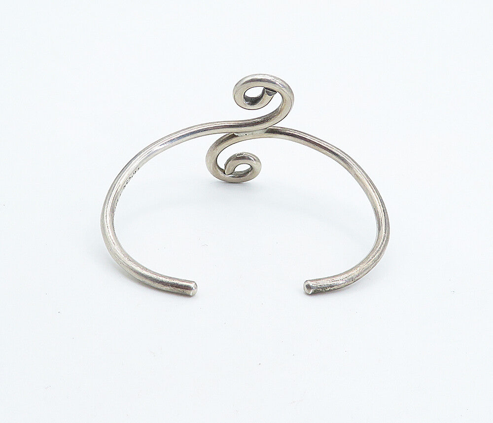 MEXICO 925 Sterling Silver  Vintage Bypass Swirl Design Cuff Bracelet  BT2988