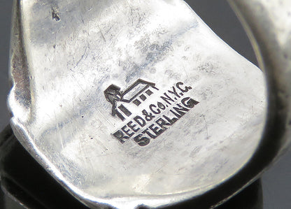 REED & BARTON 925 Silver  Vintage Antique Creston JHS Band Ring Sz 8  RG20076