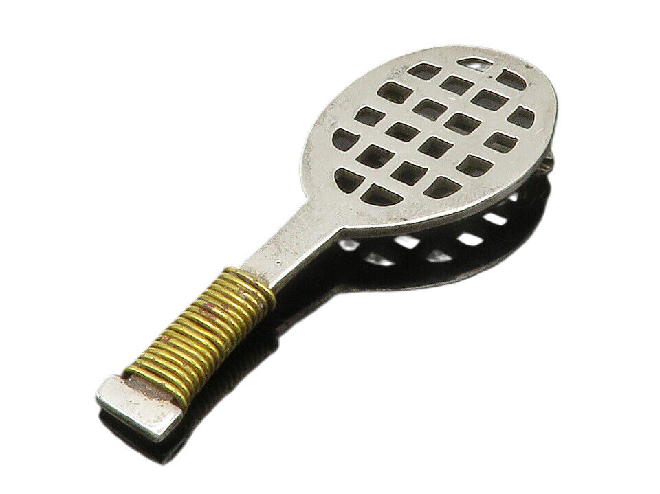 MEXICO 925 Sterling Silver  Vintage Two Tone Tennis Racket Brooch Pin  BP4727