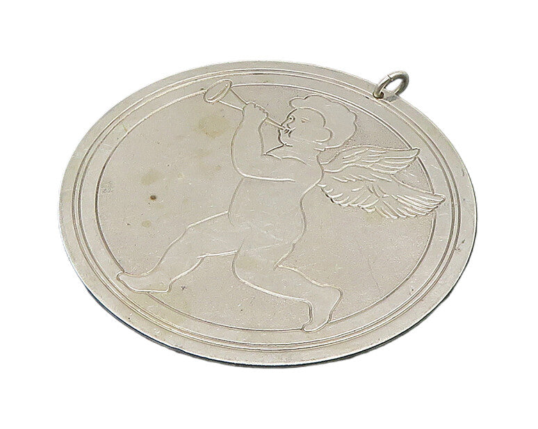 S. KIRKLAND & SON 925 Silver  Vintage Baby Angel With Horn Pendant  PT18932