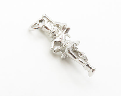 925 Sterling Silver  Vintage Petite Shiny Dancer Drop Pendant  PT11237