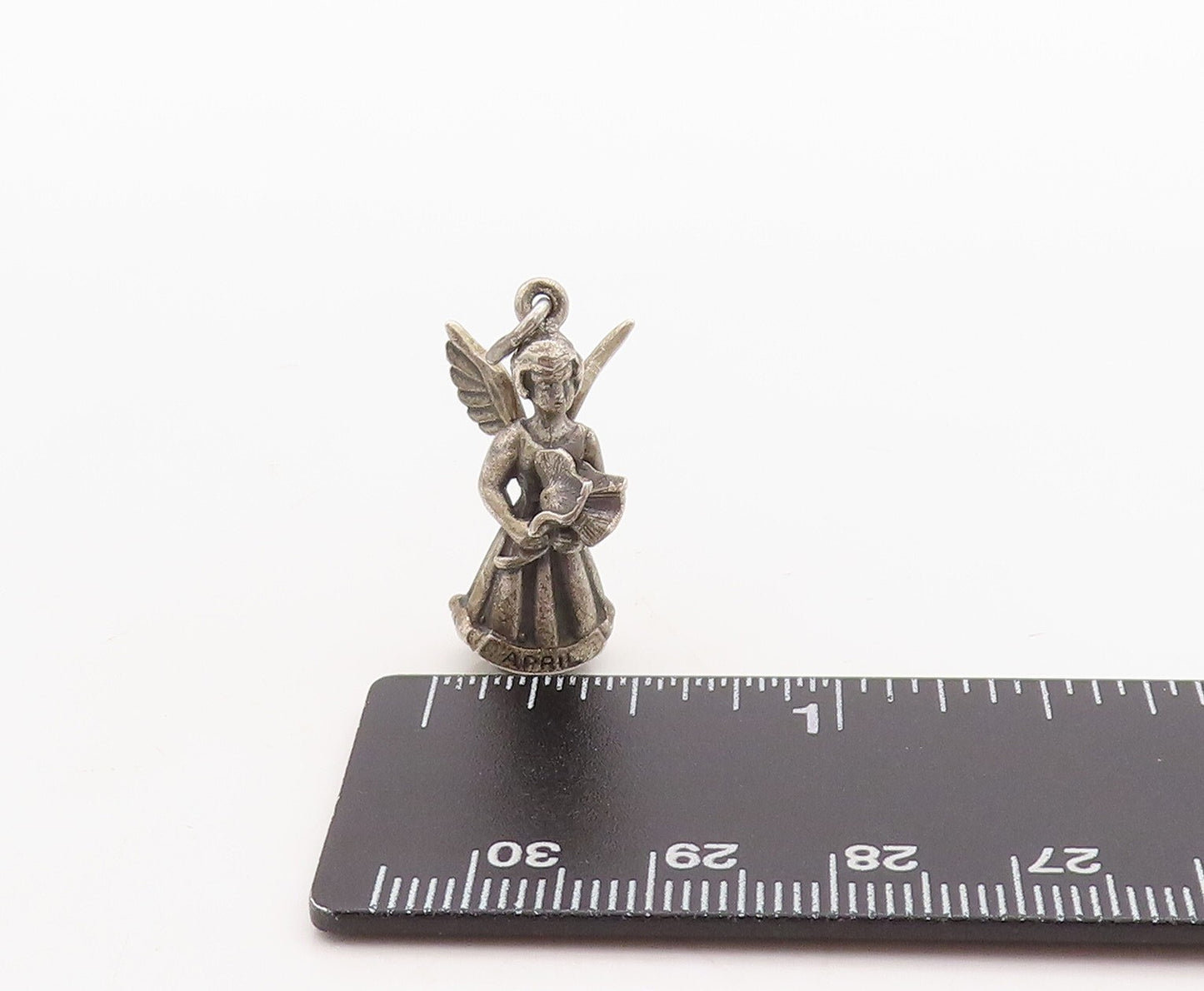 925 Sterling Silver Vintage Pendant HAYWARD April Fairy Angel Charm  PT23637