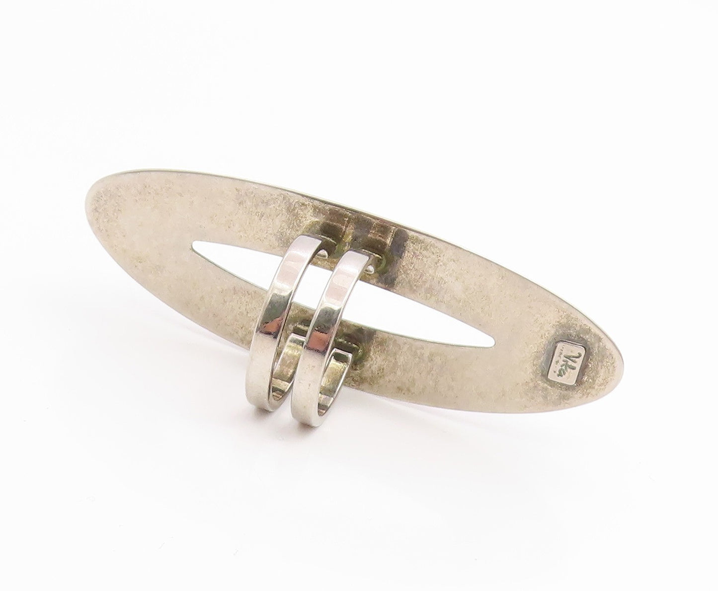 925 Sterling Silver Vintage Ring VIKA Modernist Large Oval Band  Sz 8.5  RG35500