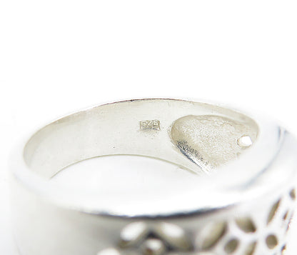 925 Sterling Silver  Vintage Polished Cutout Pattern Band Ring Sz 6  RG4756