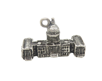 925 Sterling Silver  Vintage Dark Tone U.S. Capitol Building Pendant  PT9255