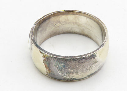 925 Sterling Silver  Vintage Enamel Coated Design Band Ring Sz 7  RG10457