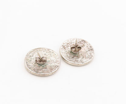 925 Sterling Silver Vintage Earrings Etched Celtic Knotwork Round Studs  EG13930