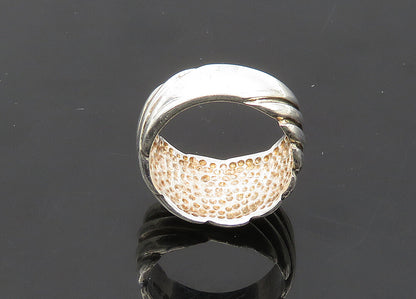 925 Sterling Silver  Vintage Shiny Slanted Fluted Band Ring Sz 5  RG21282