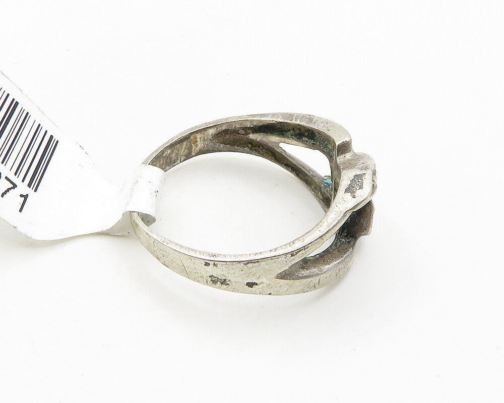 MIDDLE EAST 925 Silver  Vintage Antique Chain Link Band Ring Sz 6.5  RG19777