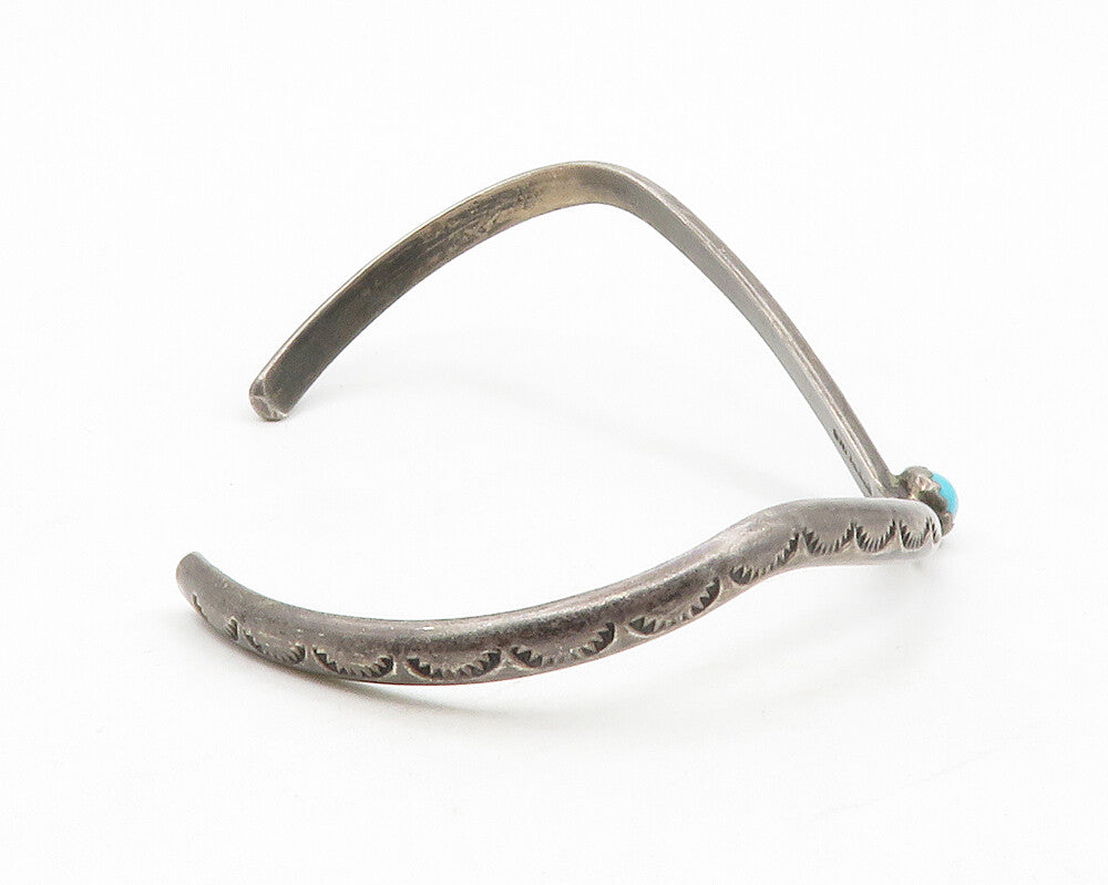 NAVAJO 925 Sterling Silver  Vintage Turquoise Oxidized Cuff Bracelet  BT5179