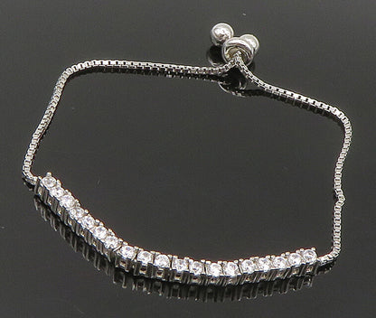 925 Silver  White Cubic Zirconia Adjustable Child Box Chain Bracelet  BT1061